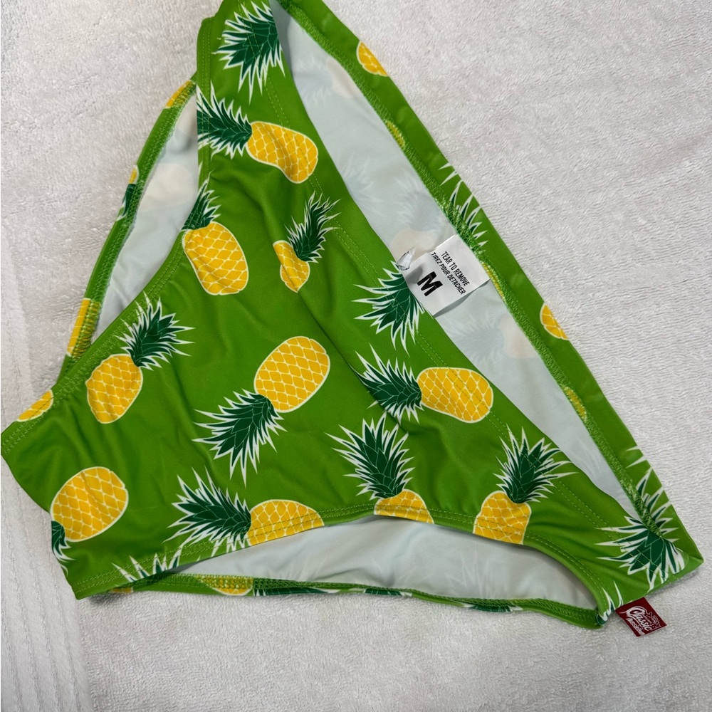 Green Pineapple Print Swim Trunks